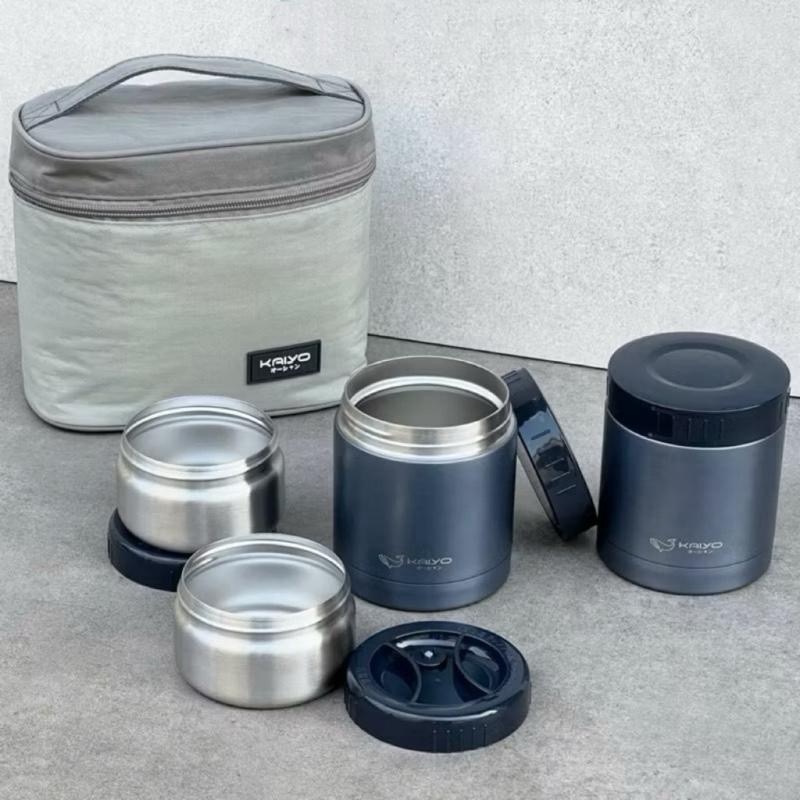 [AnhOtShop] Bộ Hộp Cơm Giữ Nhiệt 5 Món Kaiyo – 4 Hộp Inox 304 Giữ Nhiệt Lâu, Kèm Túi Giữ Nhiệt – Mang Cơm Đi Làm, Văn Phòng &amp; Đi Học