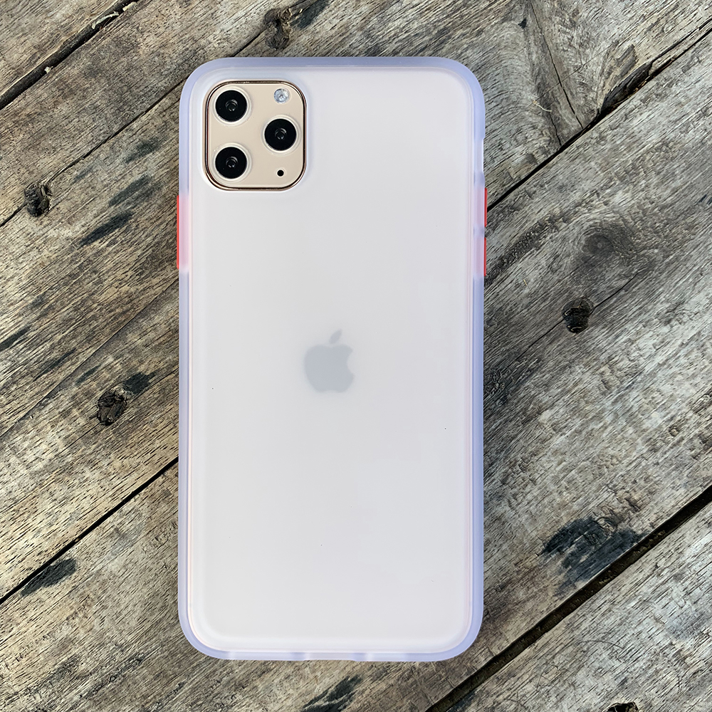 Ốp lưng chống sốc dành cho iPhone 11 Pro nút bấm màu đỏ - Màu trắng