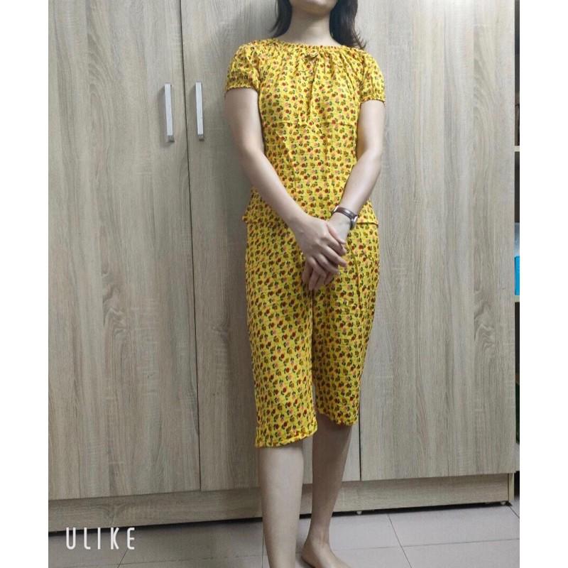 XẢ KHO- Bộ lanh nữ quần lửng áo bo chun (ảnh chụp thật)
