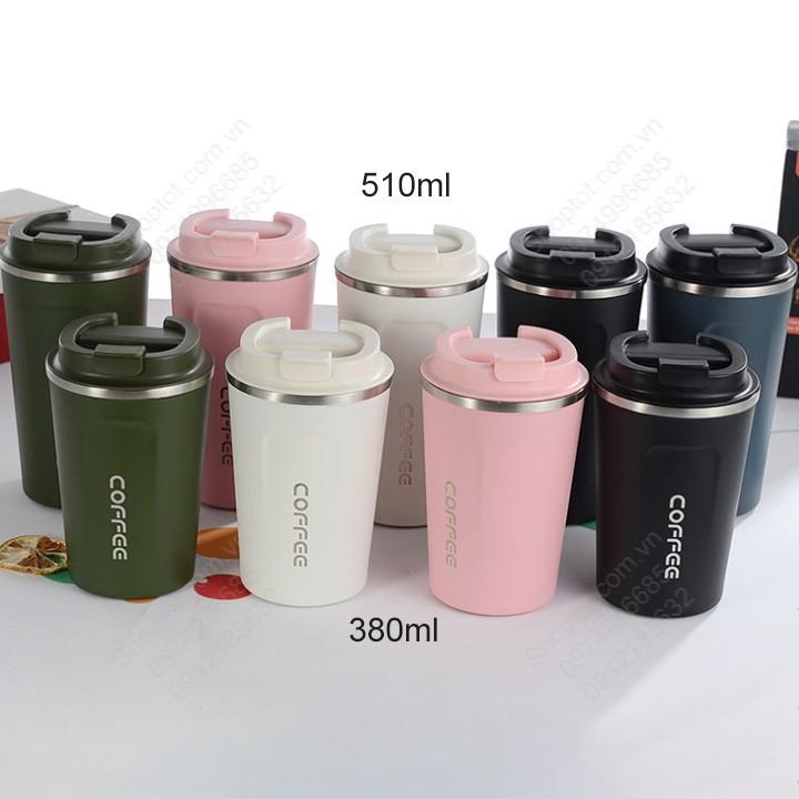 Cốc ly uống cà phê bằng inox 304 loại 2 lớp, có nắp thông minh kín nước, chuyên uống cà phê, uống trà đa năng