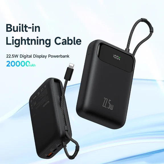 Pin Dự Phòng Mcdodo 22.5W PD+QC 20000mAh Power Bank Built-in iP Cable with Digital Display (Hàng chính hãng)