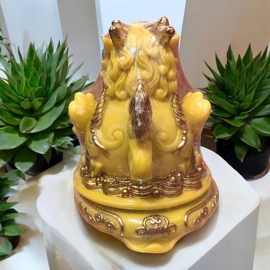 Cóc tỳ đá màu vàng đặt ban thần tài RỒNG VIỆT, thiềm thừ tỳ hưu đá đúc đài loan xoay 360