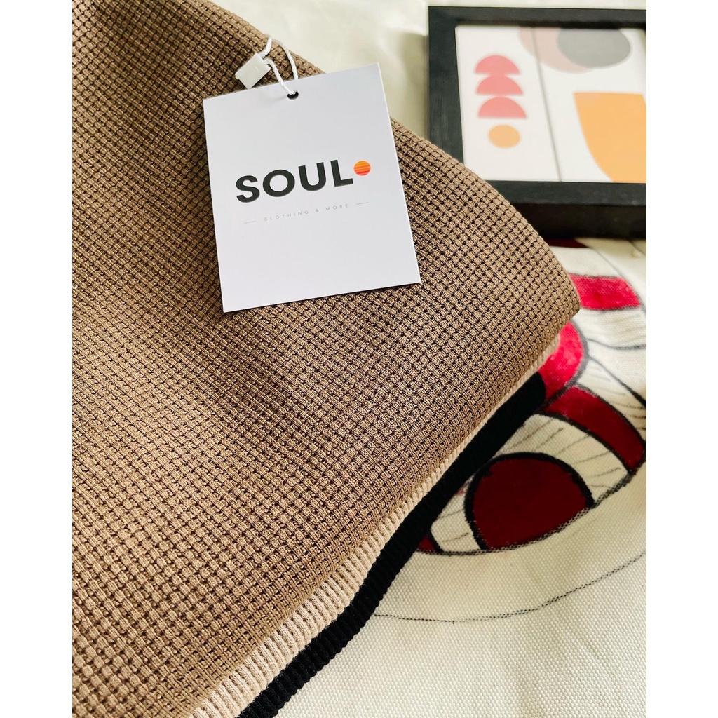 Quần thun xốp Soul unisex nam nữ, Quần dài ống rộng form suôn