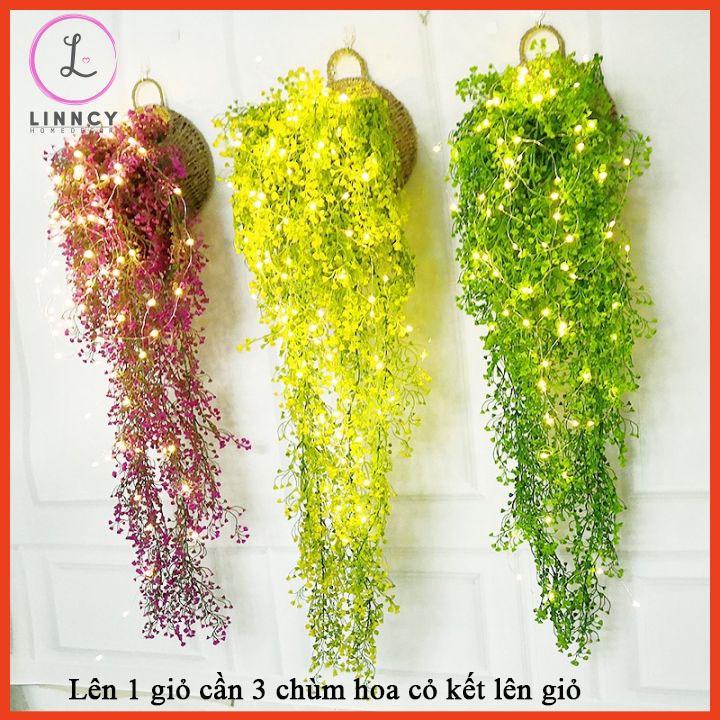 Hoa giả- Chùm hoa cỏ rũ treo tường dài 80cm nhiều màu trang trí nhà cửa