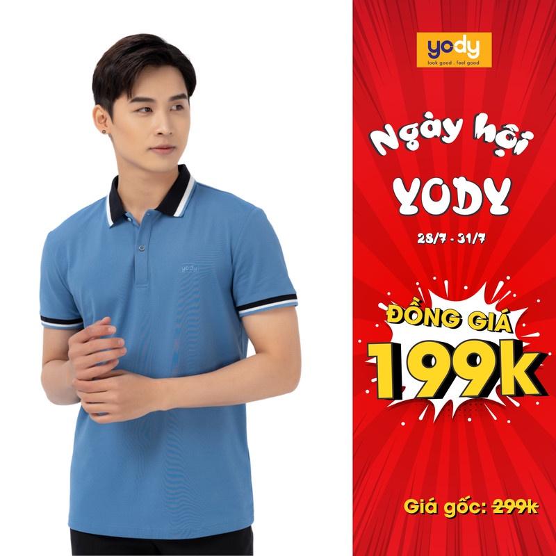 Áo Phông Polo Nam YODY Pique Mắt Chim Phối Kẻ Kiểu Dáng Trẻ Trung Thoáng Mát - APM3639