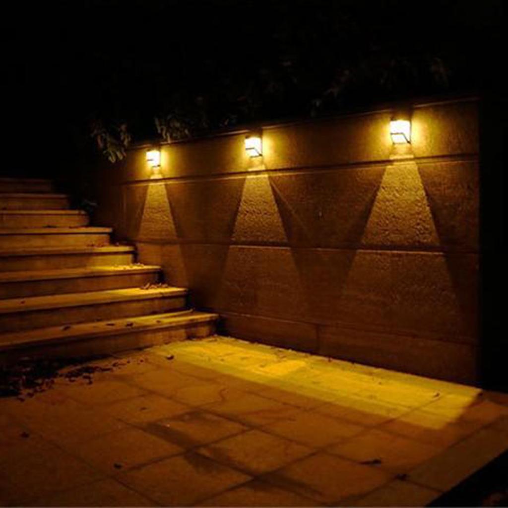 2Pcs LED Solar Power Wall Light Warm Light for Outdoor Patio Garden Yard