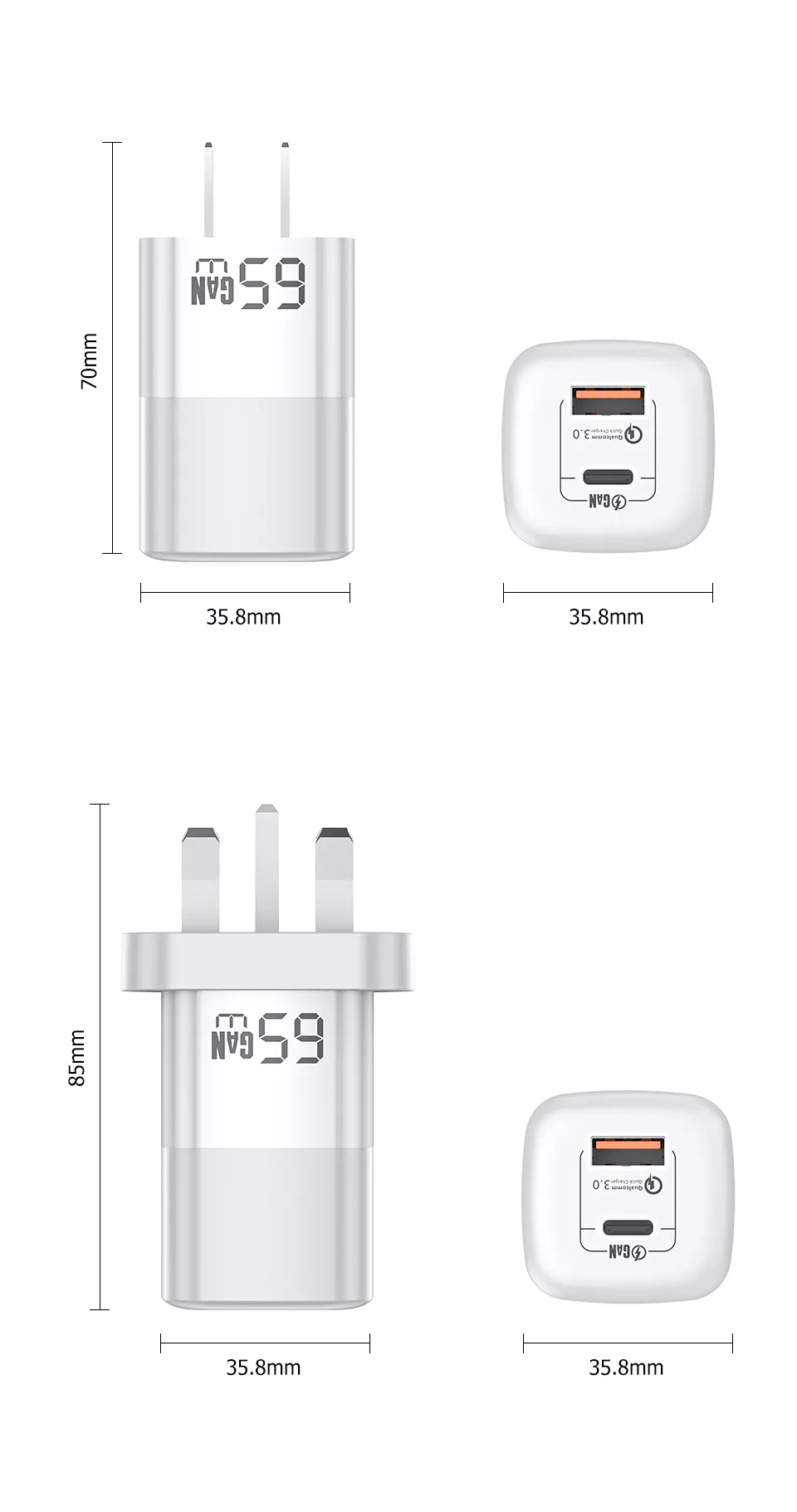 Cốc Sạc Nhanh GaN 3.0 KUULAA 65W - Hàng Chính Hãng