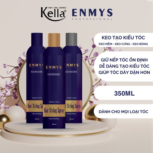 Combo keo xịt tóc Enmys dạng mềm, cứng và bóng (Chai 350ml)