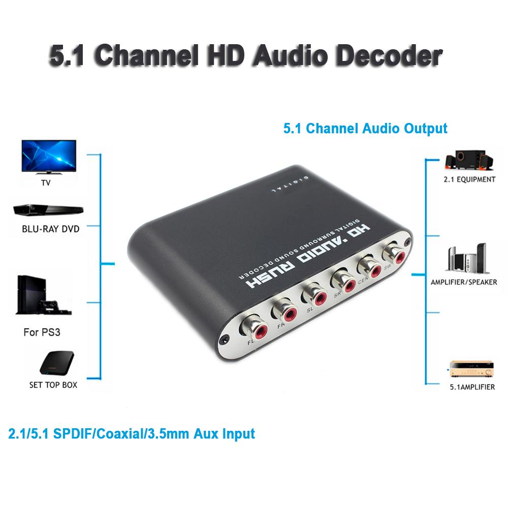 5.1 kênh Kỹ Thuật Số Sang Analog Âm Thanh Nổi AC3 Bộ Chuyển Đổi Âm Thanh Quang Học SPDIF Đồng Trục Aux 6 RCA Bộ Giải Mã Âm Thanh Khuếch Đại