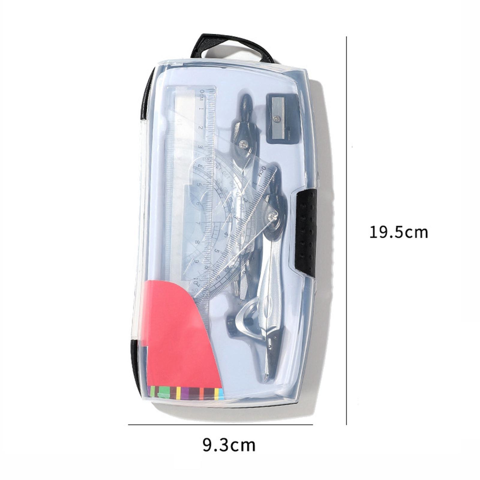 Math Geometry Kit Protractor Compass with Storage Case for School Teachers