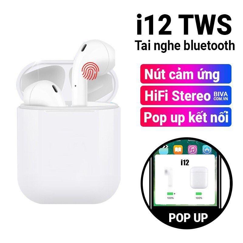 Tai nghe i12 bluetooth 5.0 cảm ứng cực nhạy tăng chỉnh âm lượng siêu hay S1975