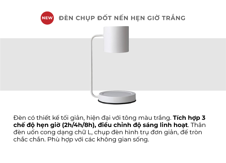 Đèn Chụp Đốt Nến Hẹn Giờ 4Home - Màu Trắng