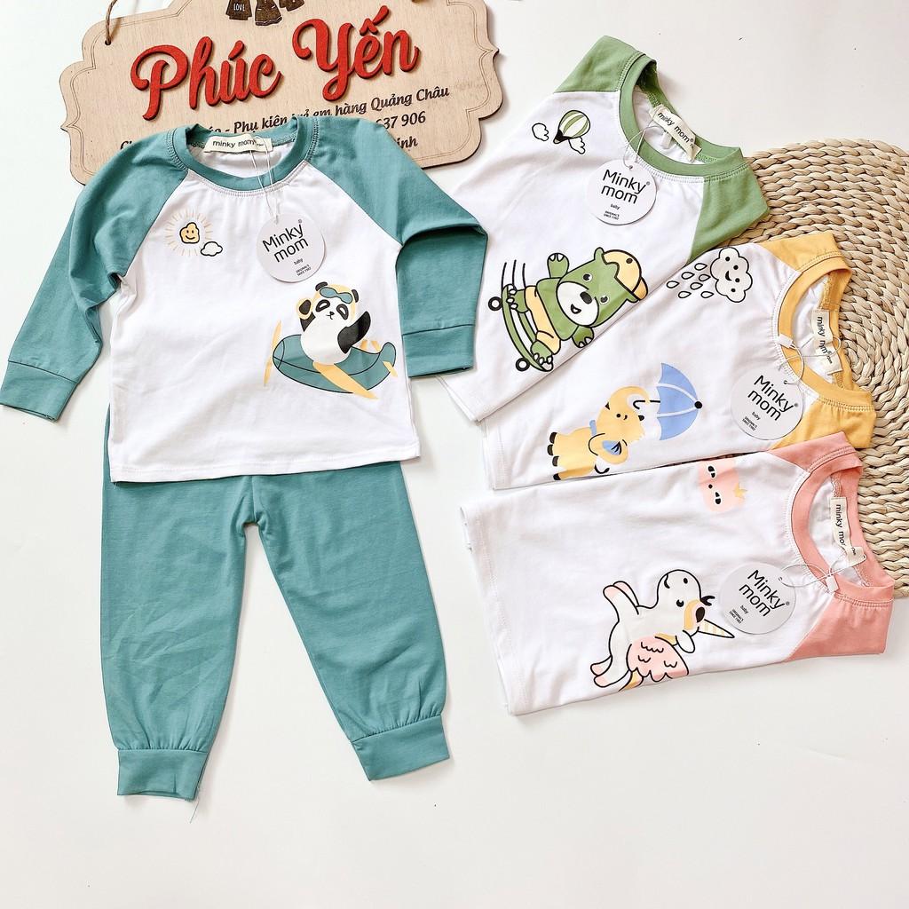 Bộ Dài Tay Cotton 100 % Minky Mom In Họa Tiết Động Vật Thú Lướt Ván_super Sale ( 7-19kg) (1327