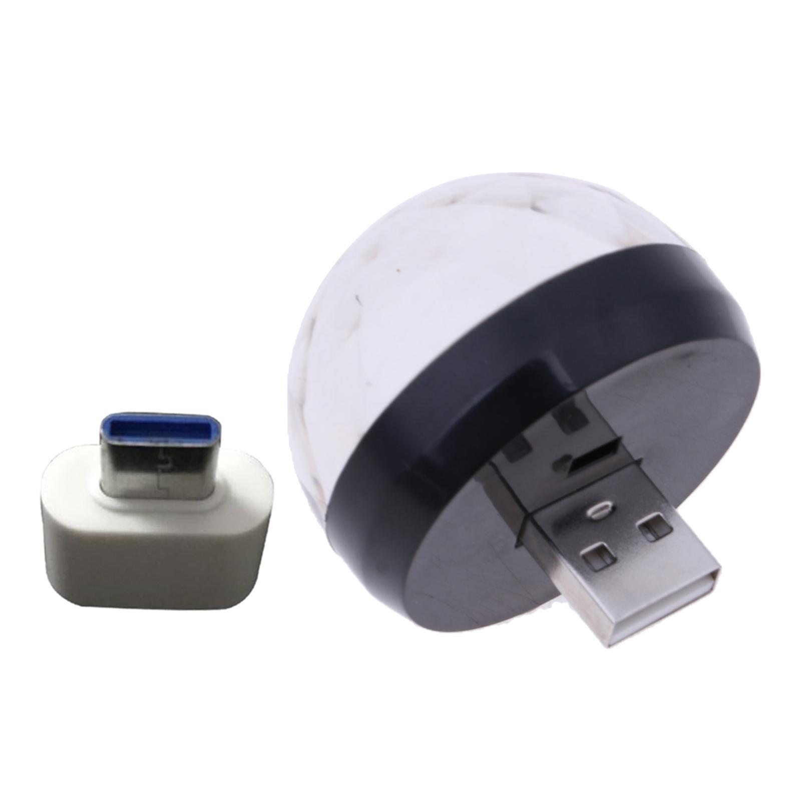 2X Mini USB Stage  Voice Control Magic Ball Lamp RGB LED Bulb Black