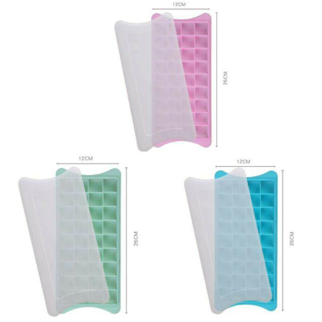 Khay làm đá,trữ đồ silicon có nắp đậy mềm dẻo dễ dàng lấy đá