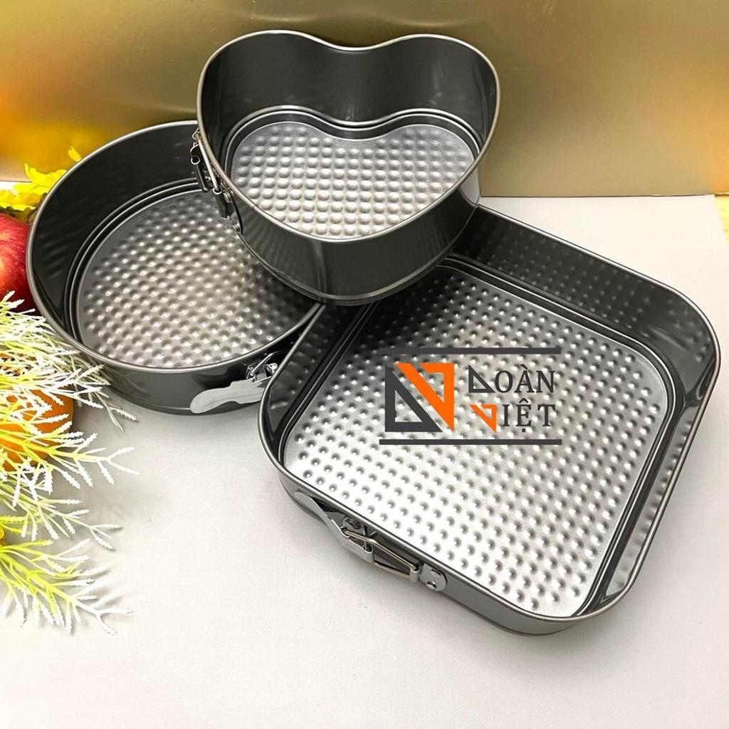 Bộ Khuôn Gài Chống dính hình TIM VUÔNG TRÒN. Khuôn Bánh Bông Lan - KHUÔN GÀI ĐẾ RỜI Thép Carbon Không Dính