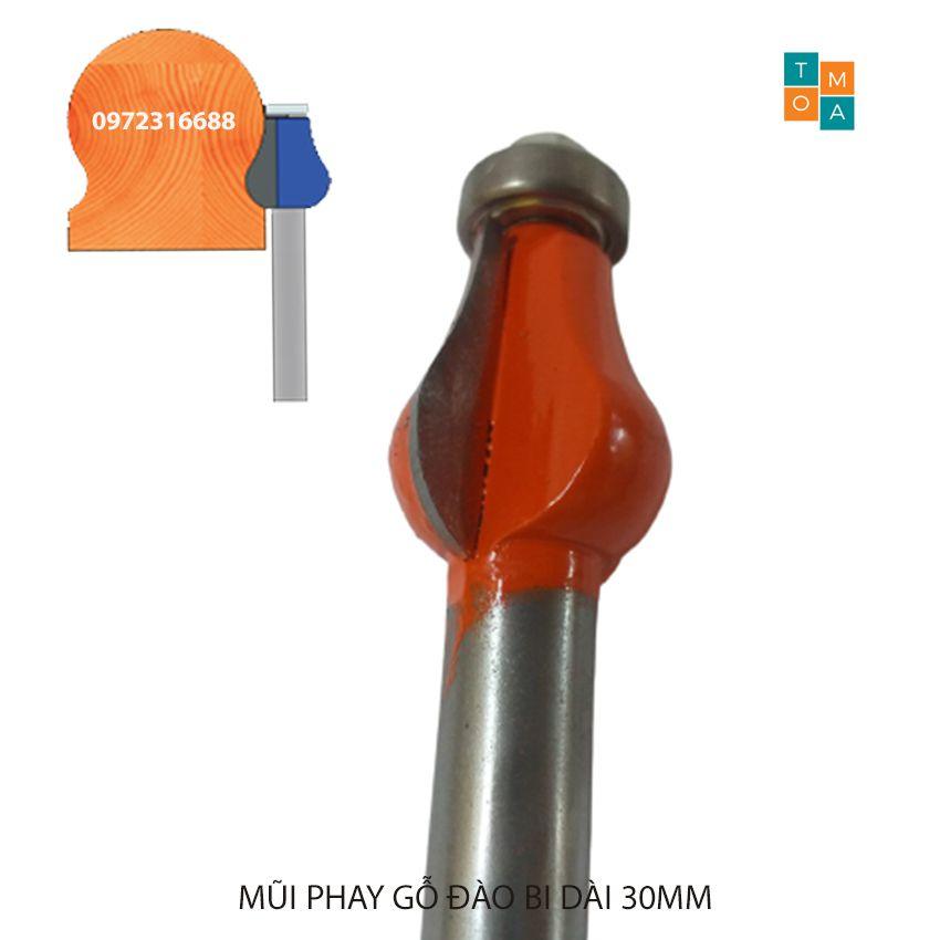 BỘ MŨI SOI GỖ - MŨI PHAY GỖ ĐÁNH TAY CẦU THANG CỘT TRÒN, MŨI LÕM R38 - MŨI ĐÀO BI DÀI 30MM CỐT 12.7MM