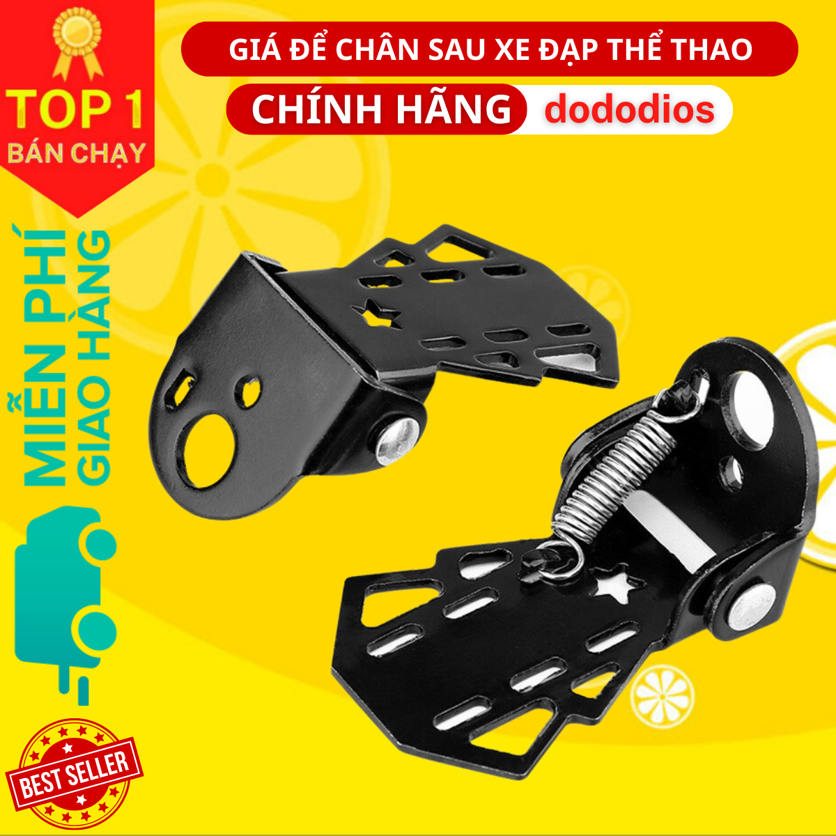 Giá để chân sau xe đạp thể thao bằng kim loại gấp gọn bộ 2 chiếc - Chính hãng dododios