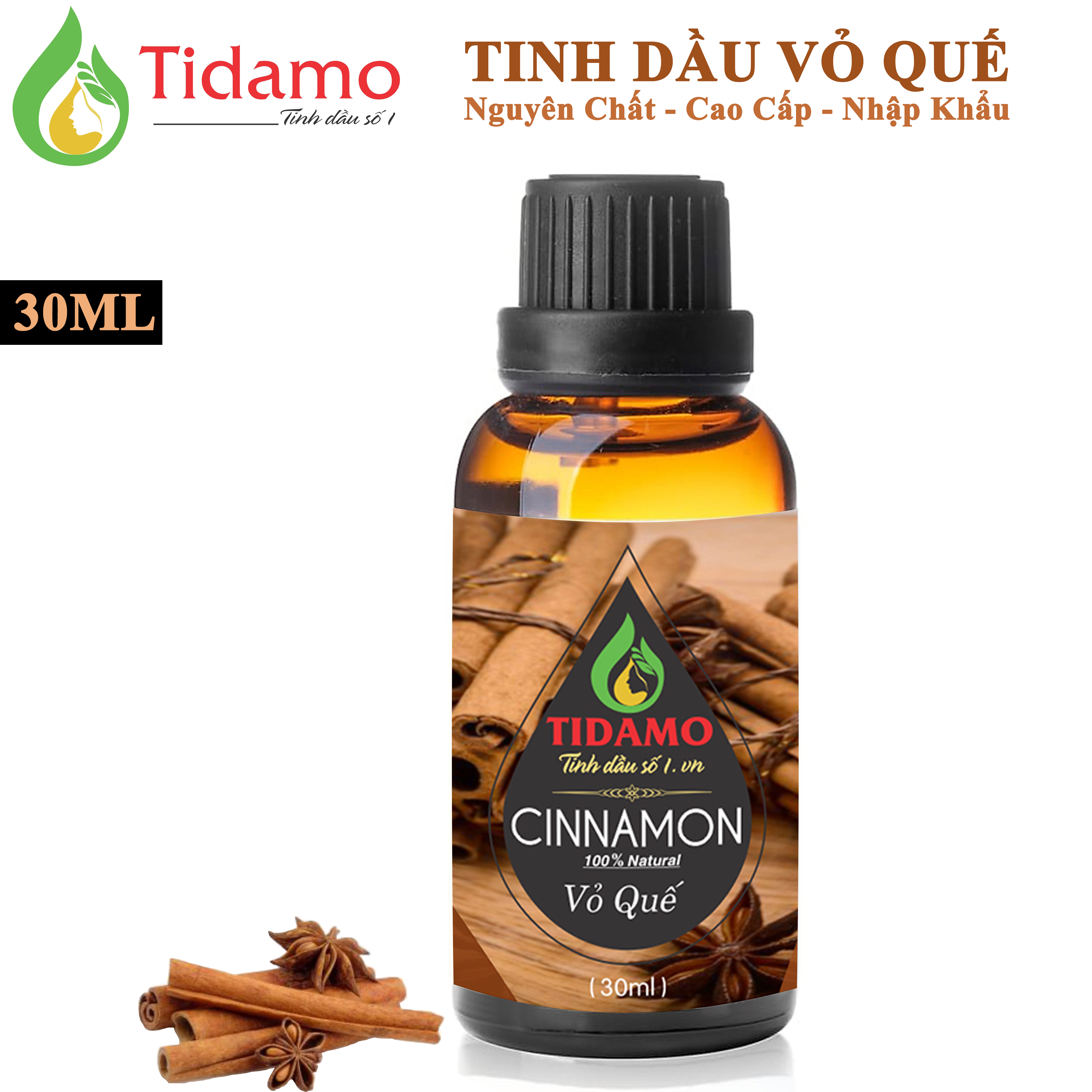 Tinh Dầu QUẾ Nguyên Chất 30ML - Tinh Dầu Vỏ Quế TIDAMO Cao Cấp, Nhập Khẩu Giúp Thơm Phòng, Phòng Tránh Cảm Cúm. Sử Dụng Tốt Với Máy Xông Tinh Dầu