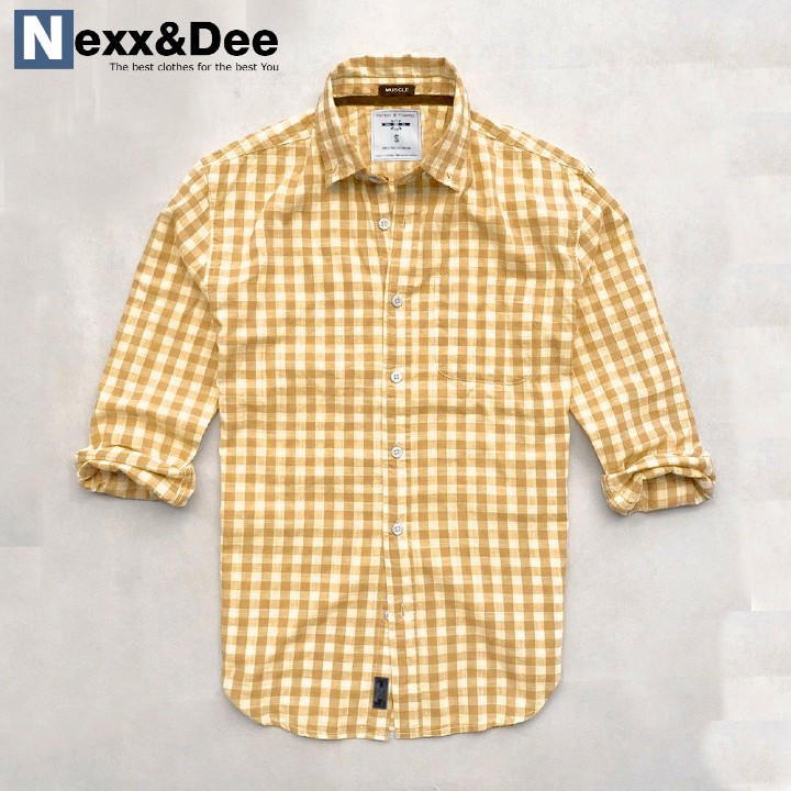 Áo sơ mi nam tay dài kẻ caro công sở vải oxford denim cao cấp Nexx&Dee SM01