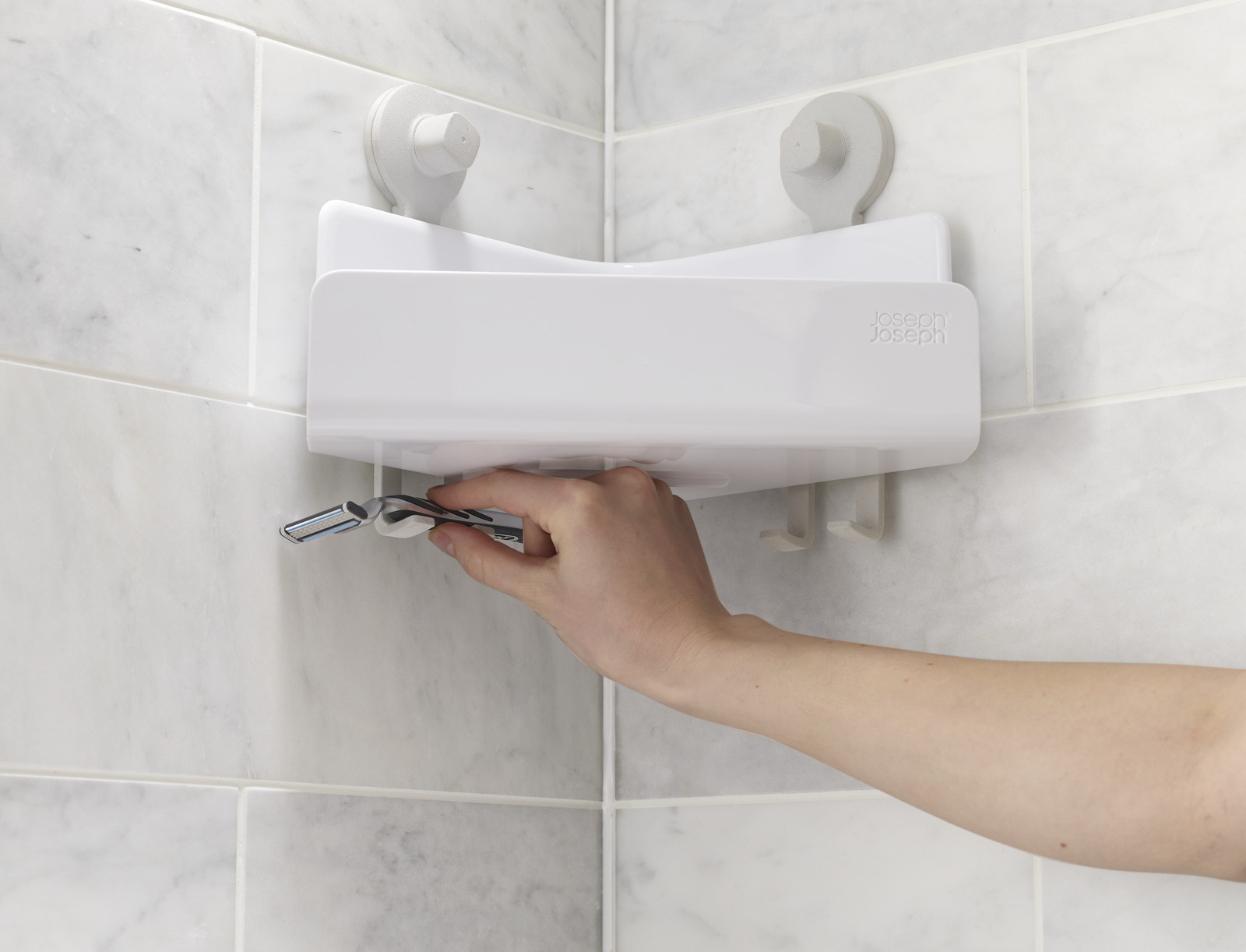 Joseph Joseph - Kệ đựng đồ góc nhà tắm có gương cao cấp EasyStore Corner Shower Shelf with Removable Mirror 988376