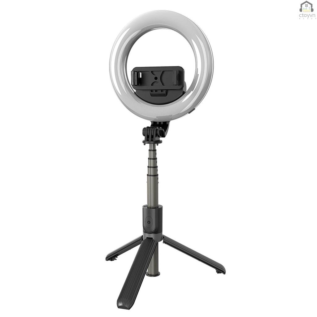 Vòng đèn LED 3 chế độ mini 6 inch có thể điều chỉnh độ sáng kèm gậy ba chân hỗ trợ trang điểm trực tuyến