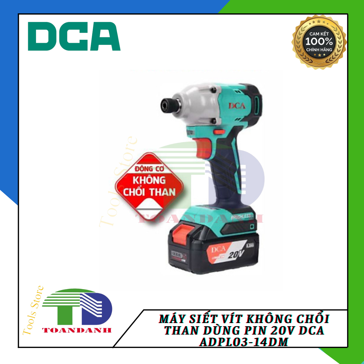 MÁY SIẾT VÍT KHÔNG CHỔI THAN DÙNG PIN 20V DCA ADPL03-14DM