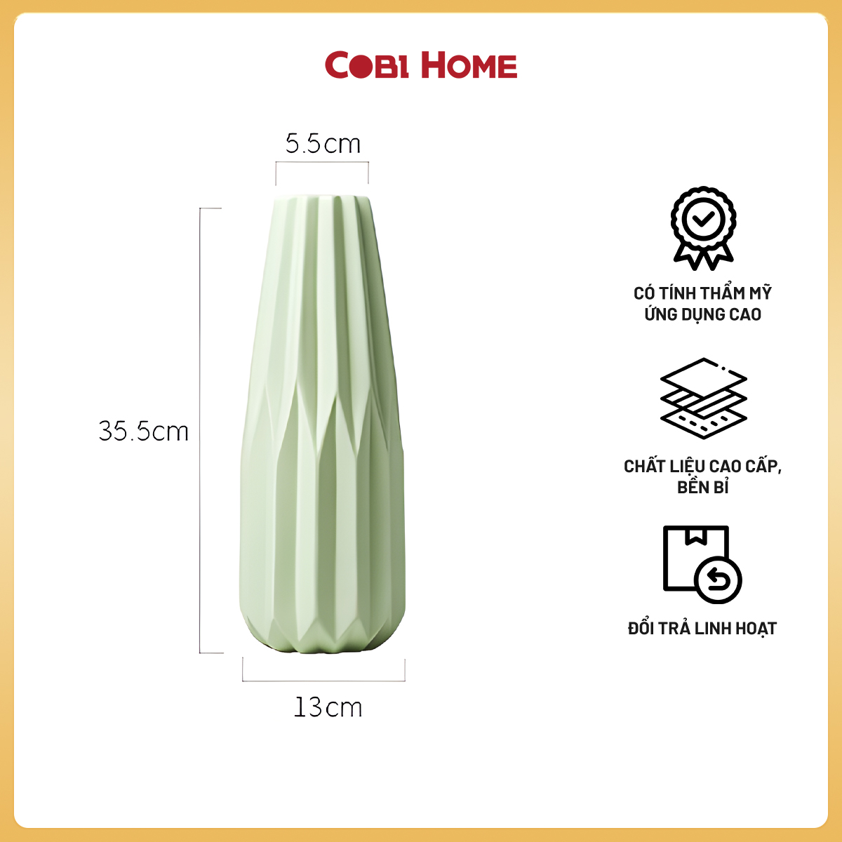 Bình Hoa Sứ Vân Đá Cổ Điển – Sang Trọng Và Thanh Lịch, Gồm 2 Màu - SẢN PHẨM NHẬP KHẨU VÀ PHÂN PHỐI CHÍNH HÃNG COBIHOME