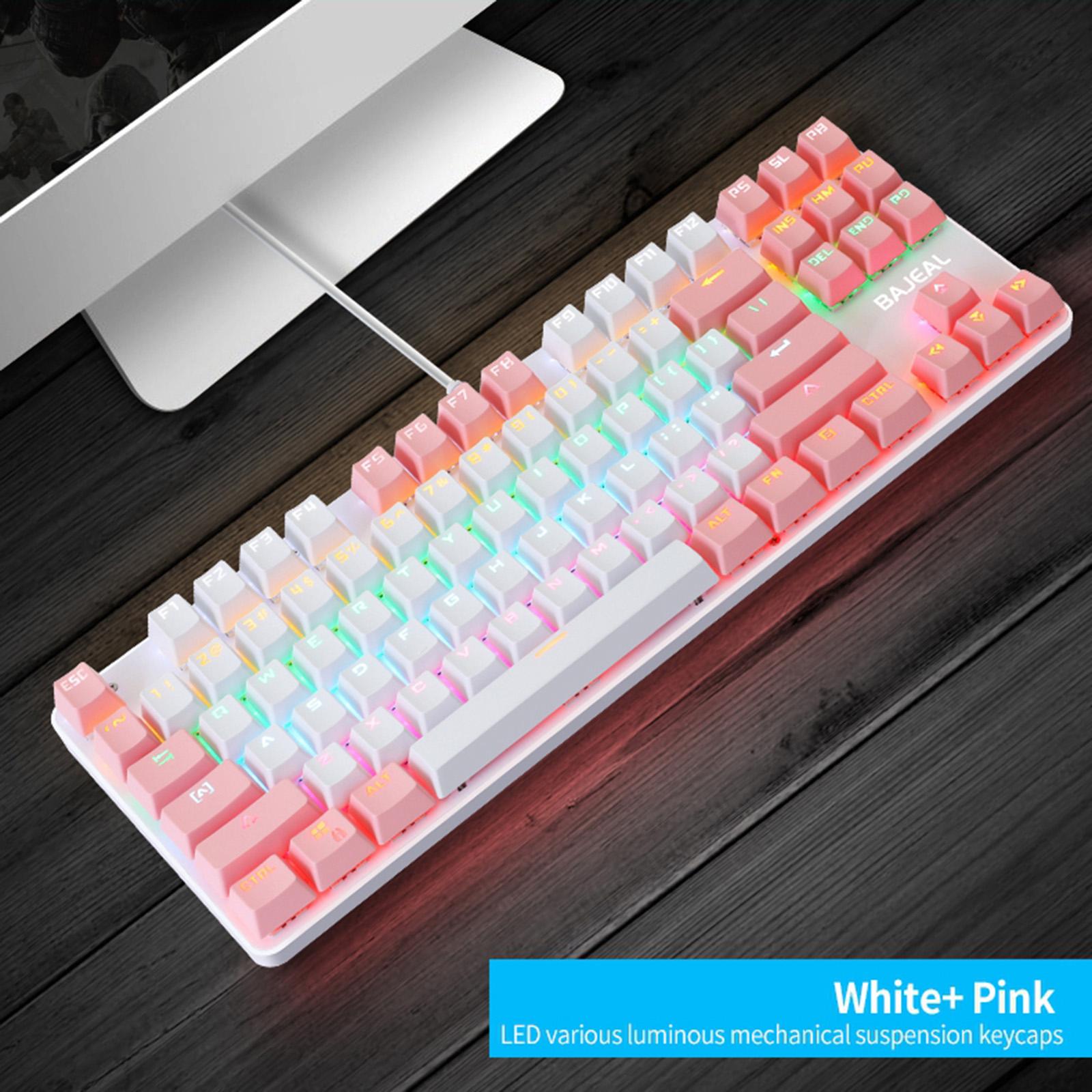 Computer Desktop Wired Gaming Keyboard 87 Keys Layout for Work Pink