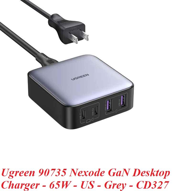 Ugreen UG90735CD327TK 65W Bộ sạc nhanh Nexode gồm 2 cổng USB-C + 2 cổng USB-A dây nguồn dài 1.5M chuẩn cắm US - HÀNG CHÍNH HÃNG