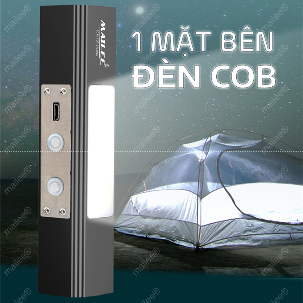 Đèn pin 3 in 1 Led T6 kết hợp đèn UV tím UV365nm và COB D66 1800mAh có nam châm hút treo Mai Lee