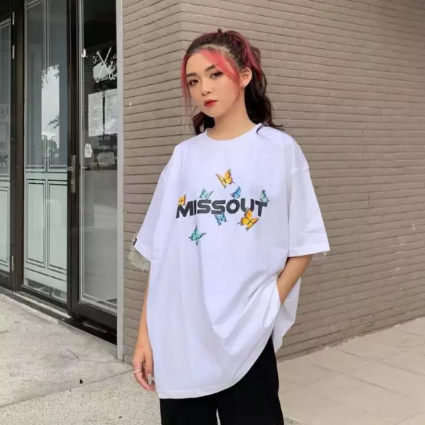 Áo thun in tay lỡ nữ phông form rộng dáng Unisex - Ulzzang mặc cặp, nhóm, lớp hình BƯỚM MISSOUT BUTTERFLY