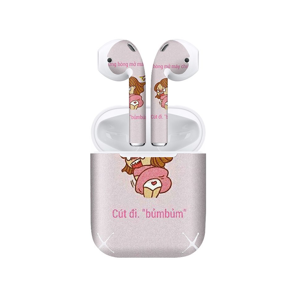 Miếng dán skin chống bẩn cho tai nghe AirPods in hình Đừng mở máy chị - fun014 (bản không dây 1 và 2