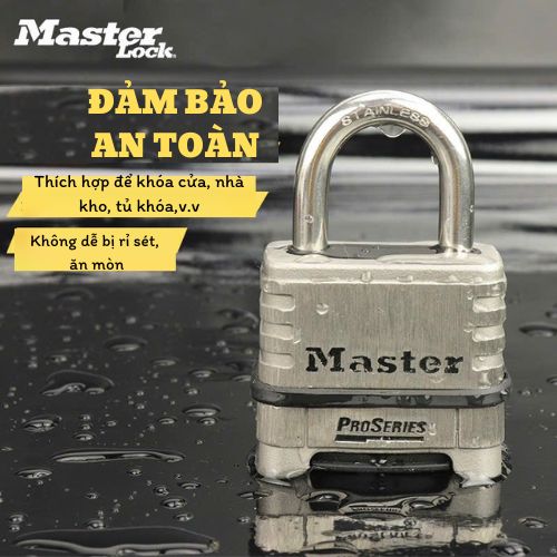 Khóa Inox Chống Gỉ Master Lock 1174 D, Mở khóa bằng cách quay số, không sử dụng chìa.
