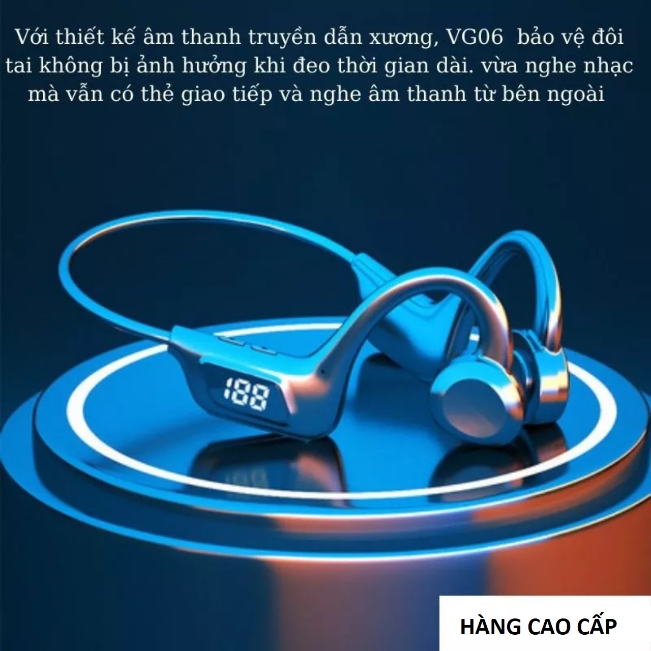 Tai Dẫn Xương Cao Cấp Không Dây Bluethooth VG06 – Dẫn truyền âm thanh qua xương, không gây đau tai loại tốt