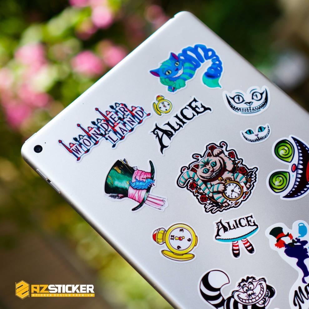 Sticker Alice Sứ Sở Thần Tiên | Chất Liệu PVC 5 Lớp Chống Nước, Chống Bay Màu | Trang Trí Đồ Dùng Cá Nhân
