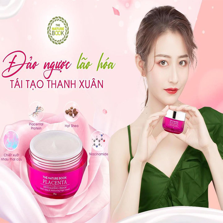 Kem dưỡng The Nature Book hồi sinh làn da chiết xuất nhau thai cừu Placenta Revitalizing Cream 50g