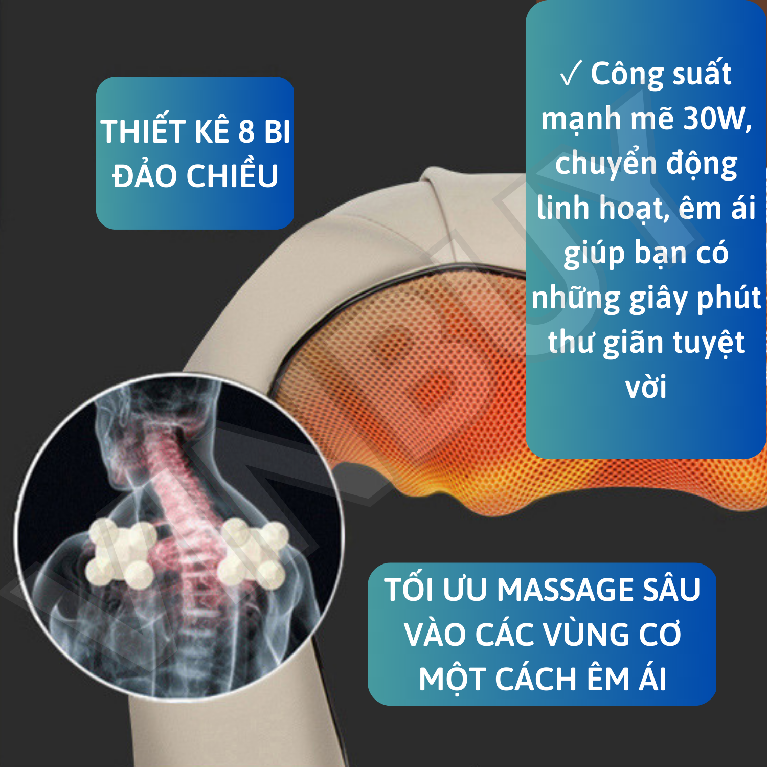 Máy Massage Cổ Vai Gáy Chuyên Sâu - Hỗ Trợ Mát xa Đùi, Chân, Lưng Dưới - Tích Hợp Nhiệt Hồng Ngoại - Tiện Sử Dụng Tại Nhà, Văn Phòng, Du Lịch - Quà Tặng Tuyệt Vời Dành Cho Người Thân - Chính Hãng - VinBuy