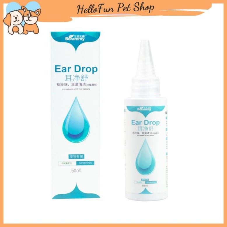 Lọ nhỏ tai cho chó mèo Borammy 60ml (Dung dịch vệ sinh tai cho thú cưng chiết xuất thiên nhiên)