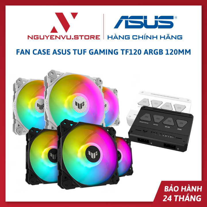 Bộ ba quạt tản nhiệt case Asus TUF Gaming TF120 ARGB 120mm kèm Hub điều khiển - Hàng chính hãng