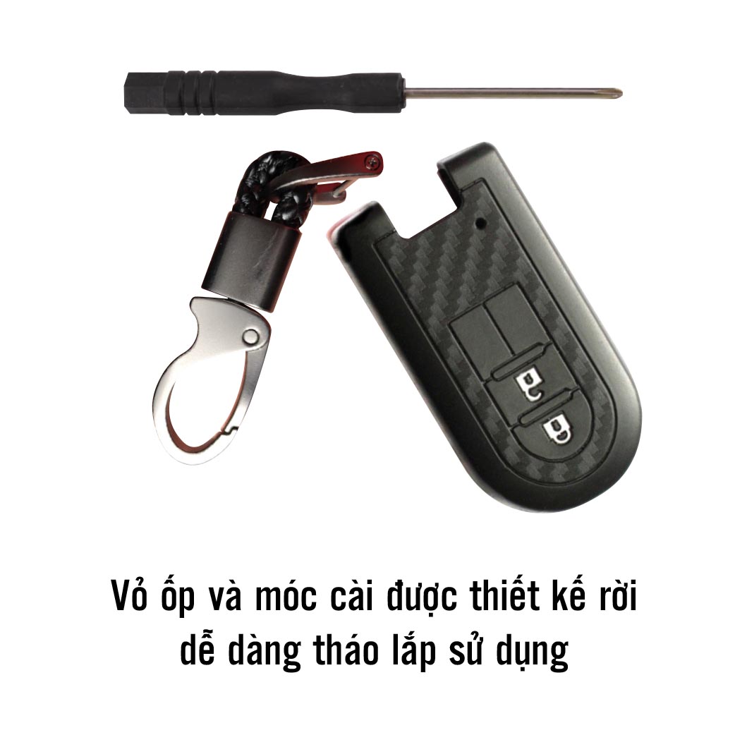 Ốp chìa khóa dành cho xe Toyota Rush chất liệu nhựa ABS mạ vân Cacbon - Hàng Chính Hãng