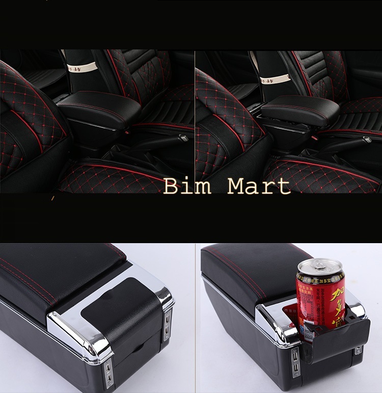 Hộp tỳ tay dành cho xe Toyota Rush/Avanza tích hợp 7 cổng USB, bọc da cao cấp