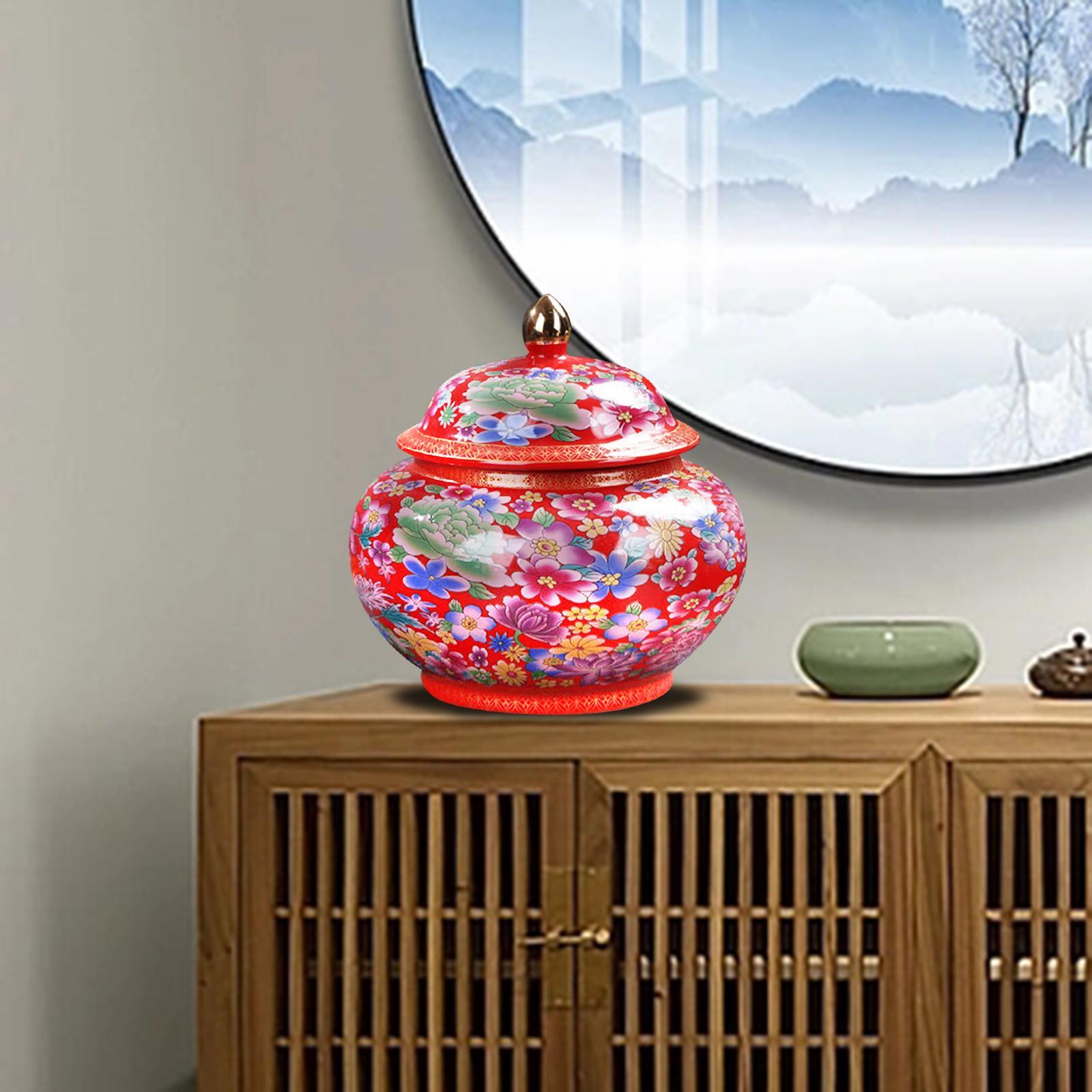 Ceramic Colour Enamel Tea Storage Jar 800ml Traditional for Coffee Condiment