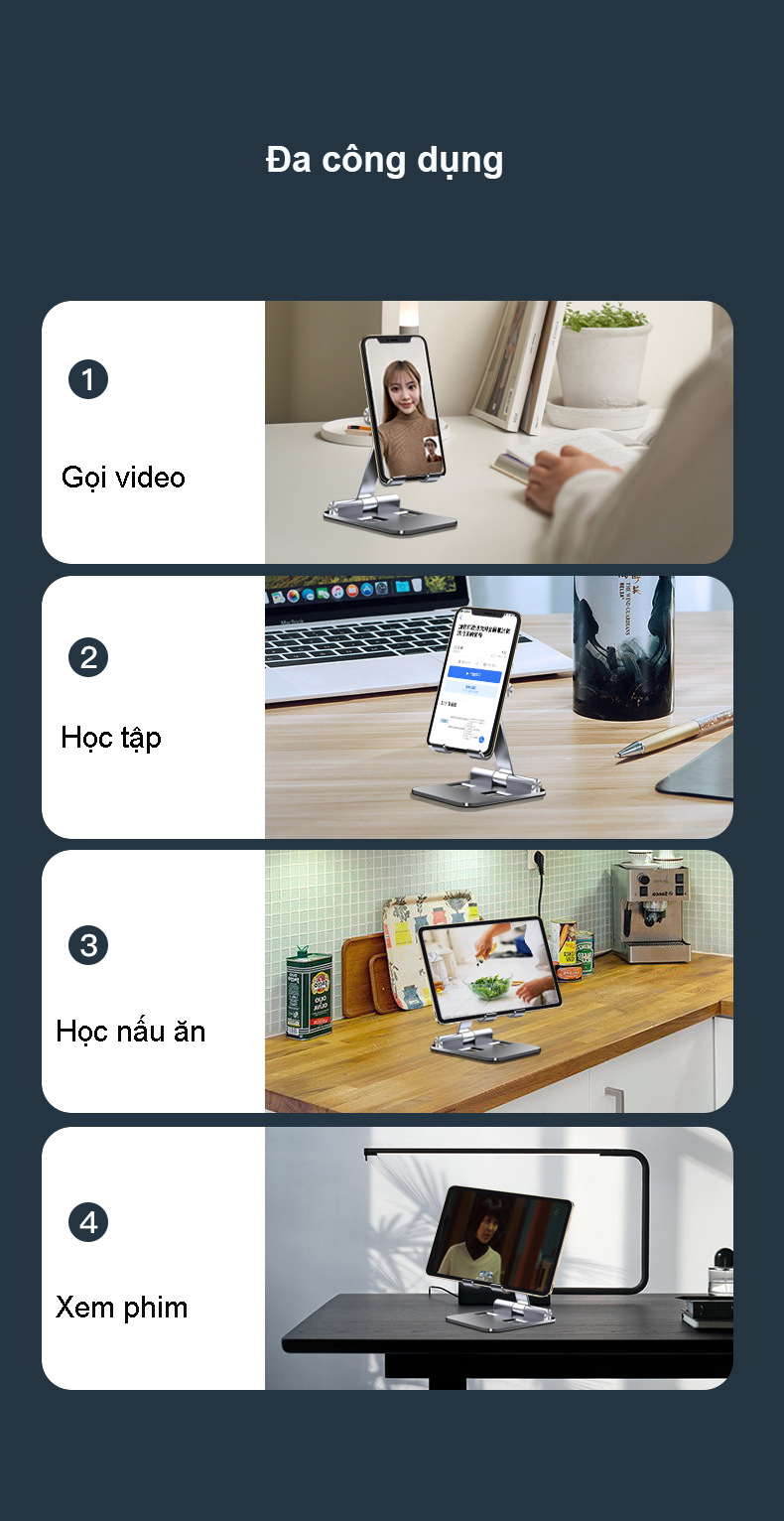 Giá Đỡ Điện Thoại, Máy Tính Bảng Chất Liệu Thép Không Gỉ Hợp Kim Nhôm Gập Hai Chỗ Cao Cấp. Hàng Chính Hãng Tamayoko FS077