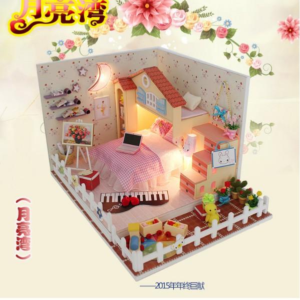 Mô hình nhà búp bê DIY phòng ngủ MOON BAY cho bé yêu
