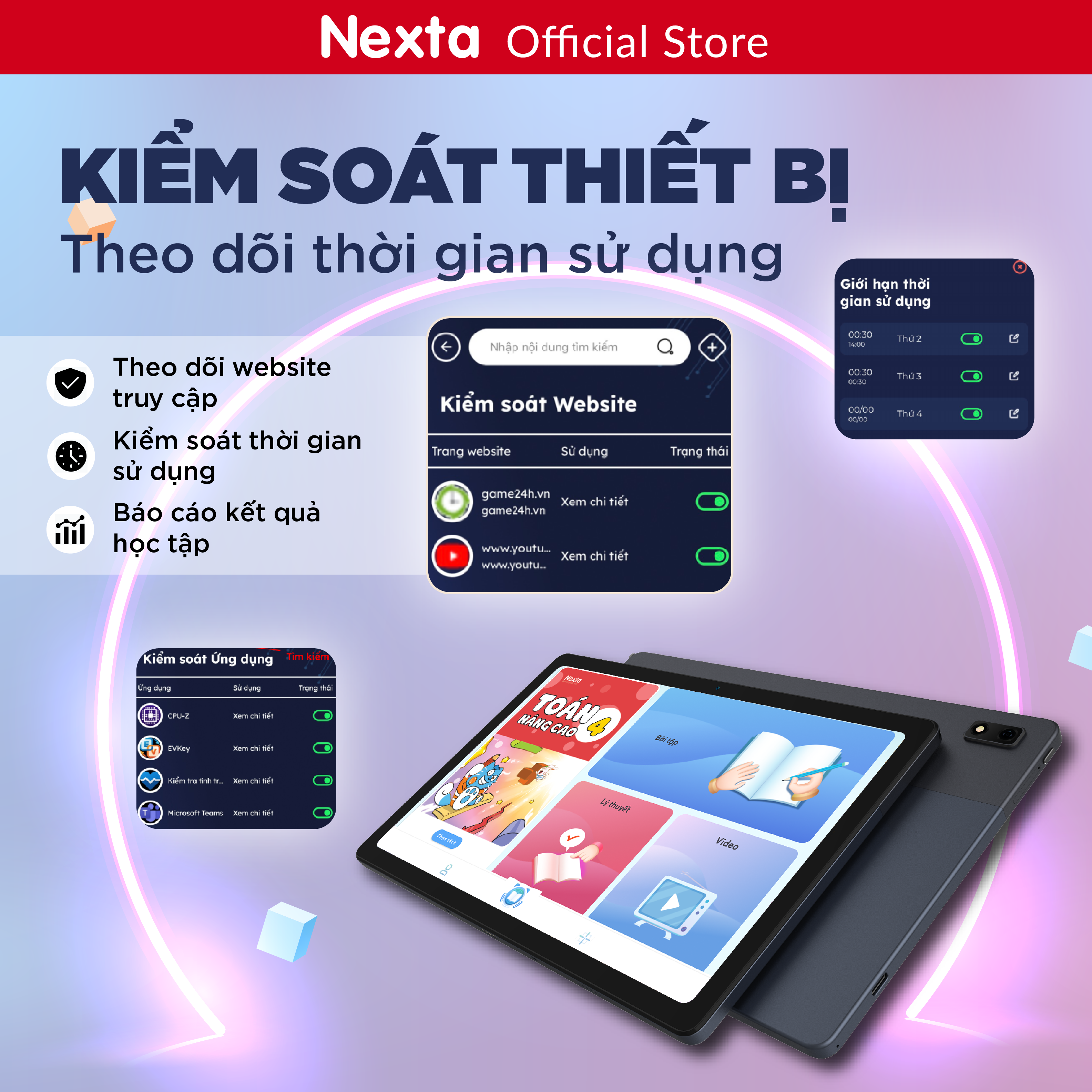 Máy tính bảng Edutab 10.4 & Case da tặng Quà hot Hệ thống quản lý học tập & kiểm soát dành cho Phụ huynh trọn đời - Hàng Chính Hãng