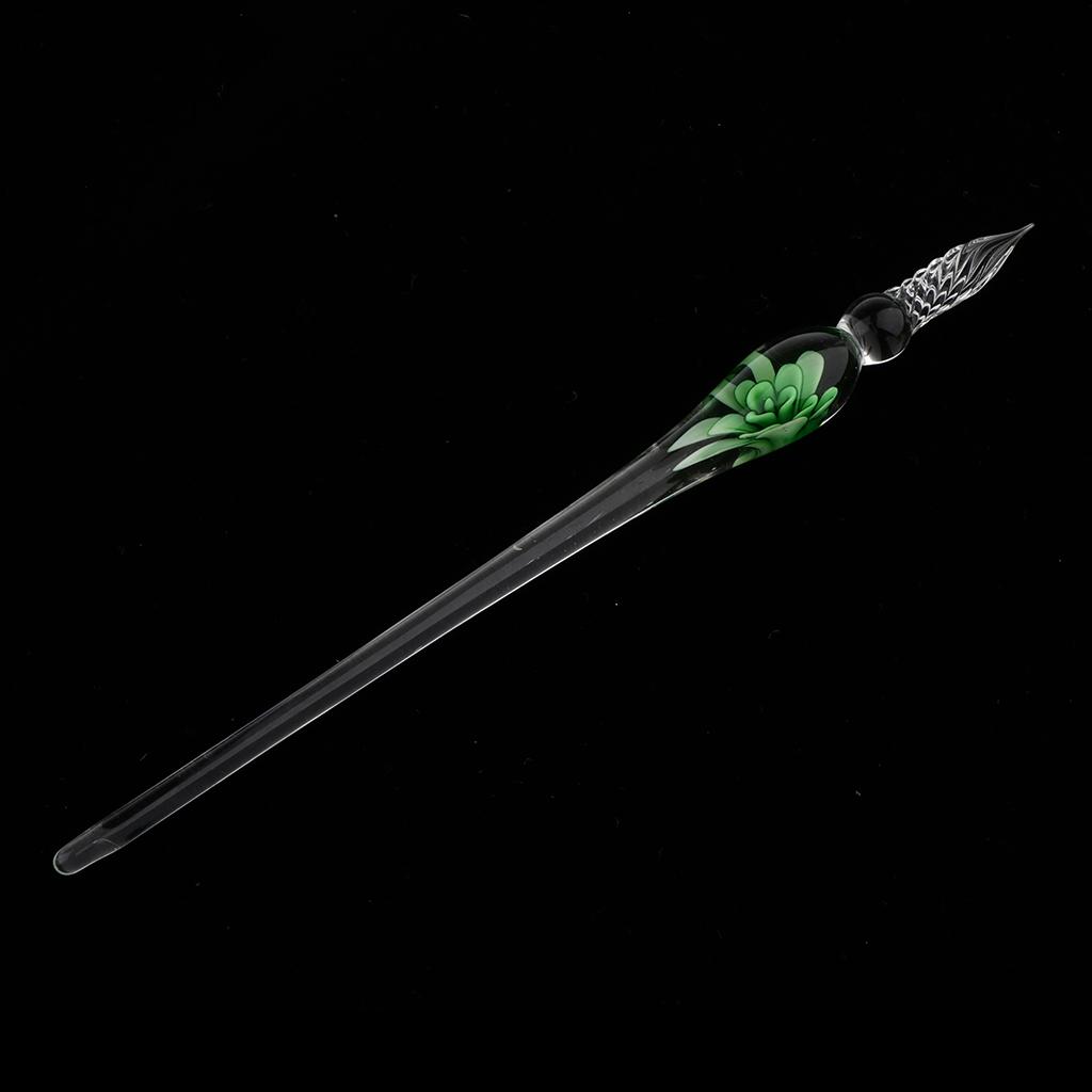 Crystal Glass Dip Pen Signature Pen Pen for School Office Stationery Green