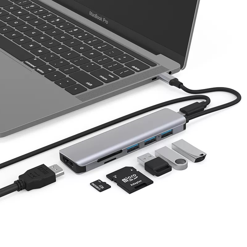 Hub Wiwu Alpha 7 in 1 USB - C Hub A731HC Đầu ra HDMI 4K, Hỗ trợ sạc PD, kết nối với điện thoại thông minh, máy tính bảng và ổ cứng của bạn để truyền dữ liệu dễ dàng - Hàng chính hãng