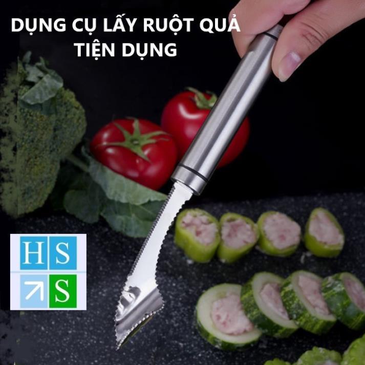 DỤNG CỤ LẤY RUỘT KHỔ QUA hạt củ quả trái cây INOX 304 dùng lấy ruột mướp đắng ớt dưa leo tiện dụng