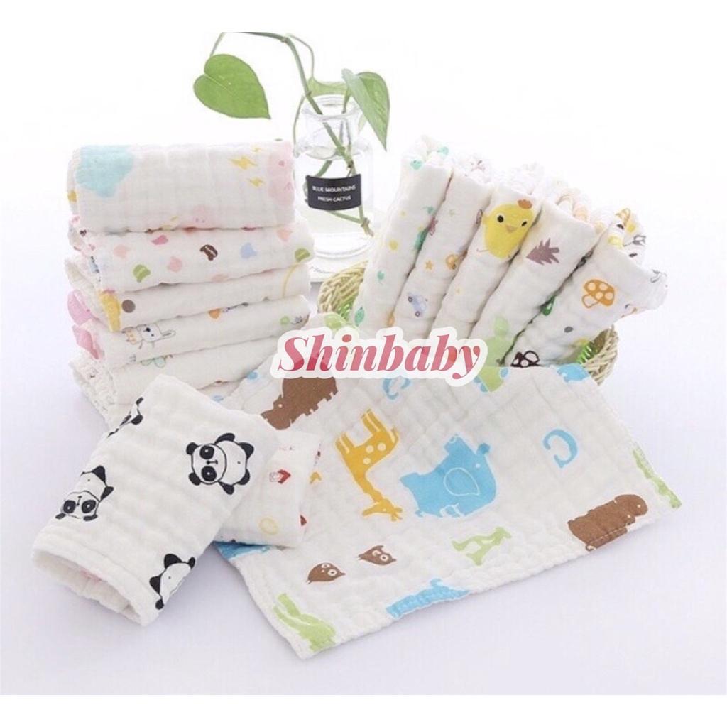 Set 5 Khăn sữa cho bé xô muslin 4 lớp cao cấp sợi vải hữu cơ tự nhiên mềm mại siêu thấm hút an toàn với làn da bé